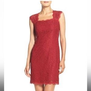 Adrianna Papell Scarlet Lace Mini Dress